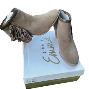 Simply Emma Brown Grey Fringe Ankle Boots Size 9 Wide
